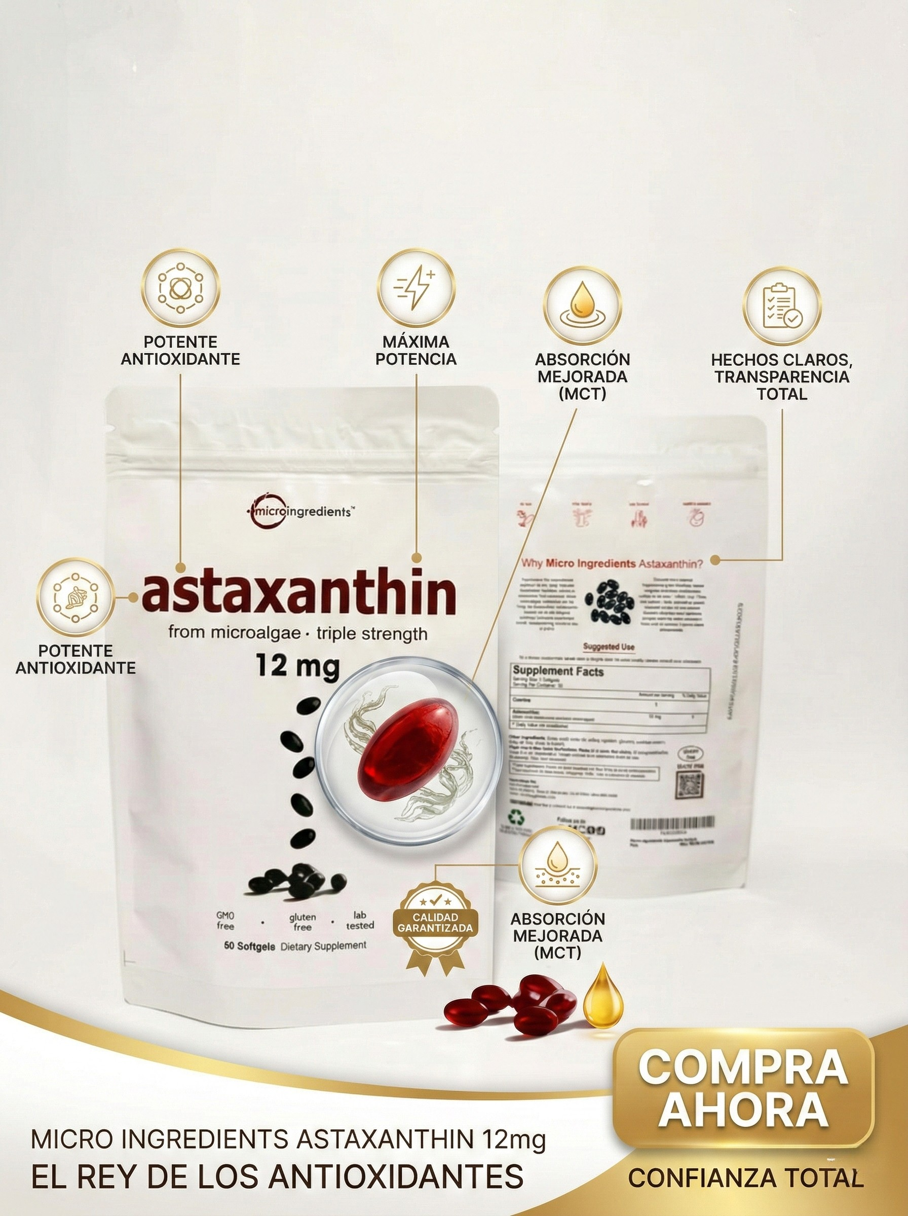 El Rey de los Antioxidantes: Astaxantina de Fuerza Triple