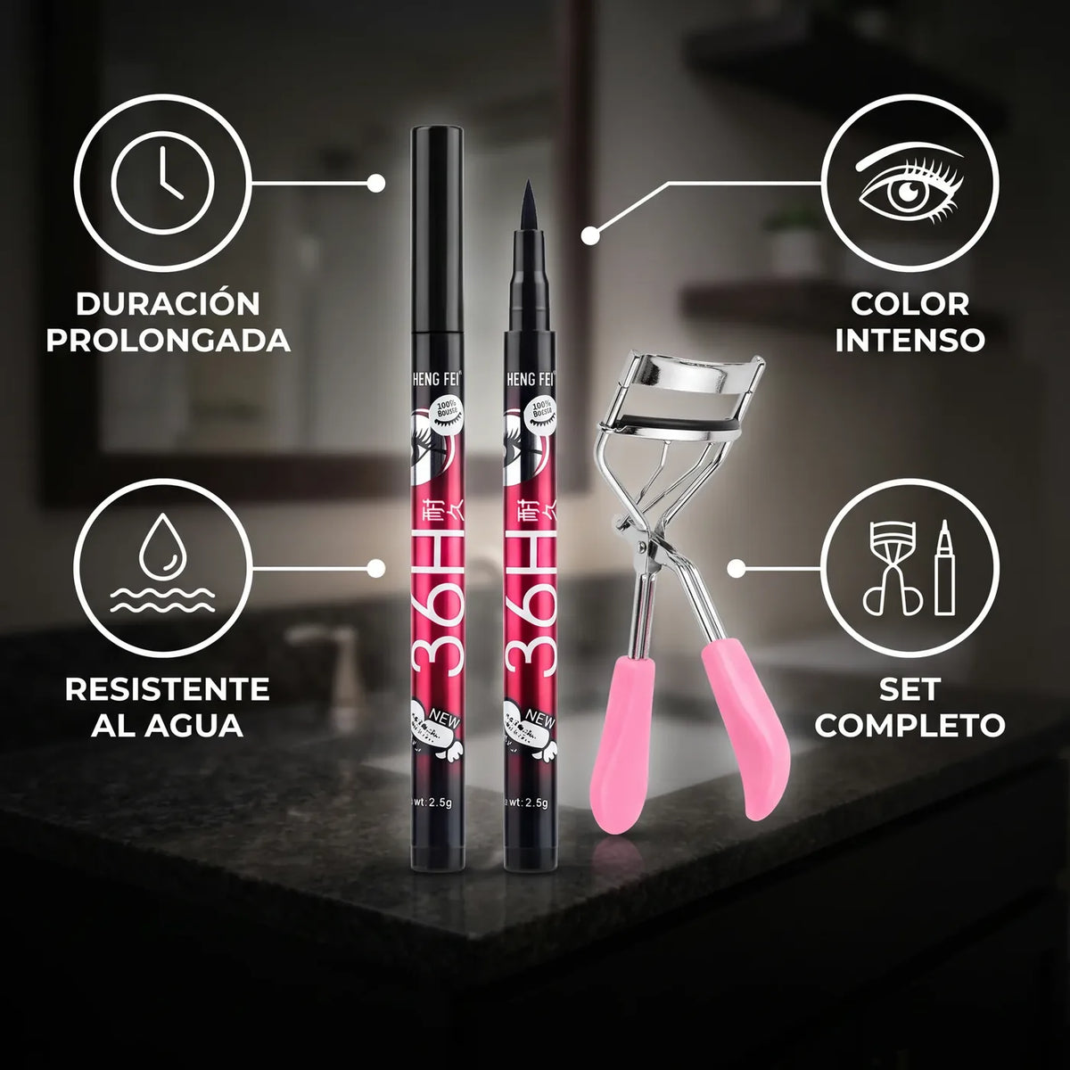 Delineador 36H a Prueba de Agua — 2 unidades + Enclfrespador Gratis